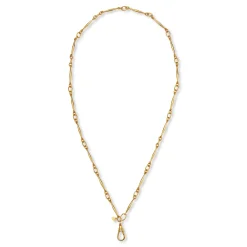 Alternating Link Watch Fob Chain Necklace in Yellow Gold