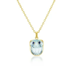 Aquamarine & Sapphire Frog Pendant Necklace
