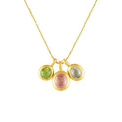 Aquamarine Seeds of Life Charm in Yellow Gold