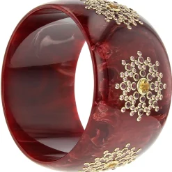 Bakelite Bangle with Citrine, Rhodolite Garnet and Pink Sapphire