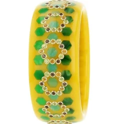 Bakelite Bangle with Citrine, Peridot and Smoky Quartz