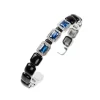 Blue Sapphire and White Diamond Enamel Oui Cuff in White Gold
