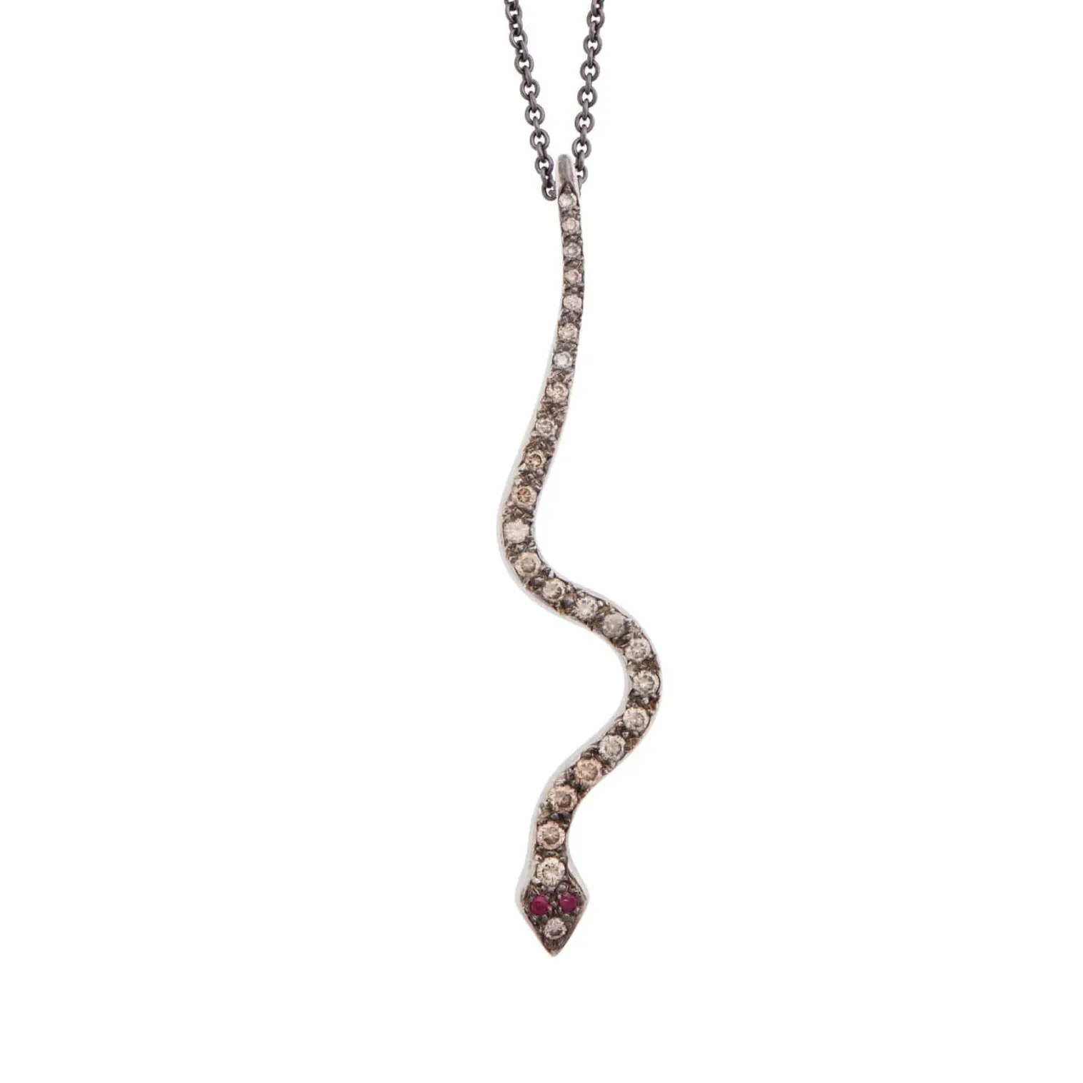 Champagne Diamond Big Snake Pendant in Rose Gold