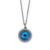 Champagne Diamond Deep Blue Eye Necklace in Blackened White Gold