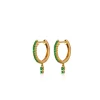Emerald Petite Double Drip Huggie Earrings in Yellow Gold