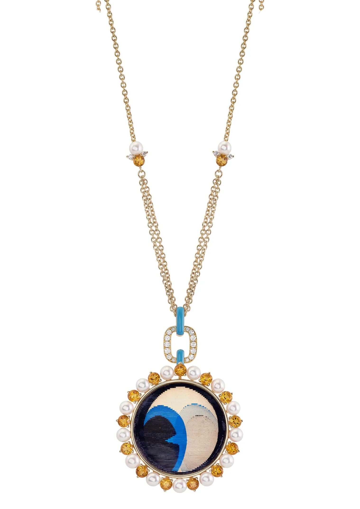 Eyes Wide Citrine Pendant in Yellow Gold