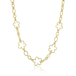 Flower Chain Necklace in Yellow Gold