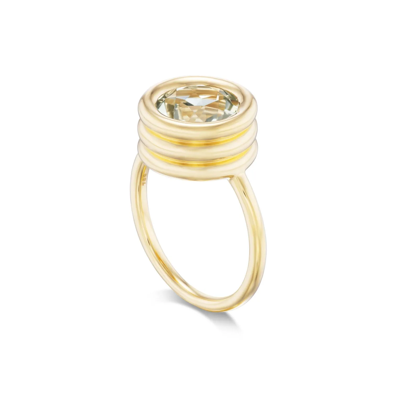 Green Amethyst Grotto Ring in Yellow Gold
