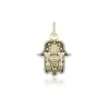 Green Enamel Hamsa Pendant in Yellow Gold