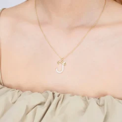 'J' Initial Alphabet Necklace in Yellow Gold