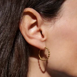 Medium Demetra Plain Gold Hoop Earrings