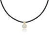 Mini White Diamond Pavé Scuba Choker in Black Leather and Yellow Gold