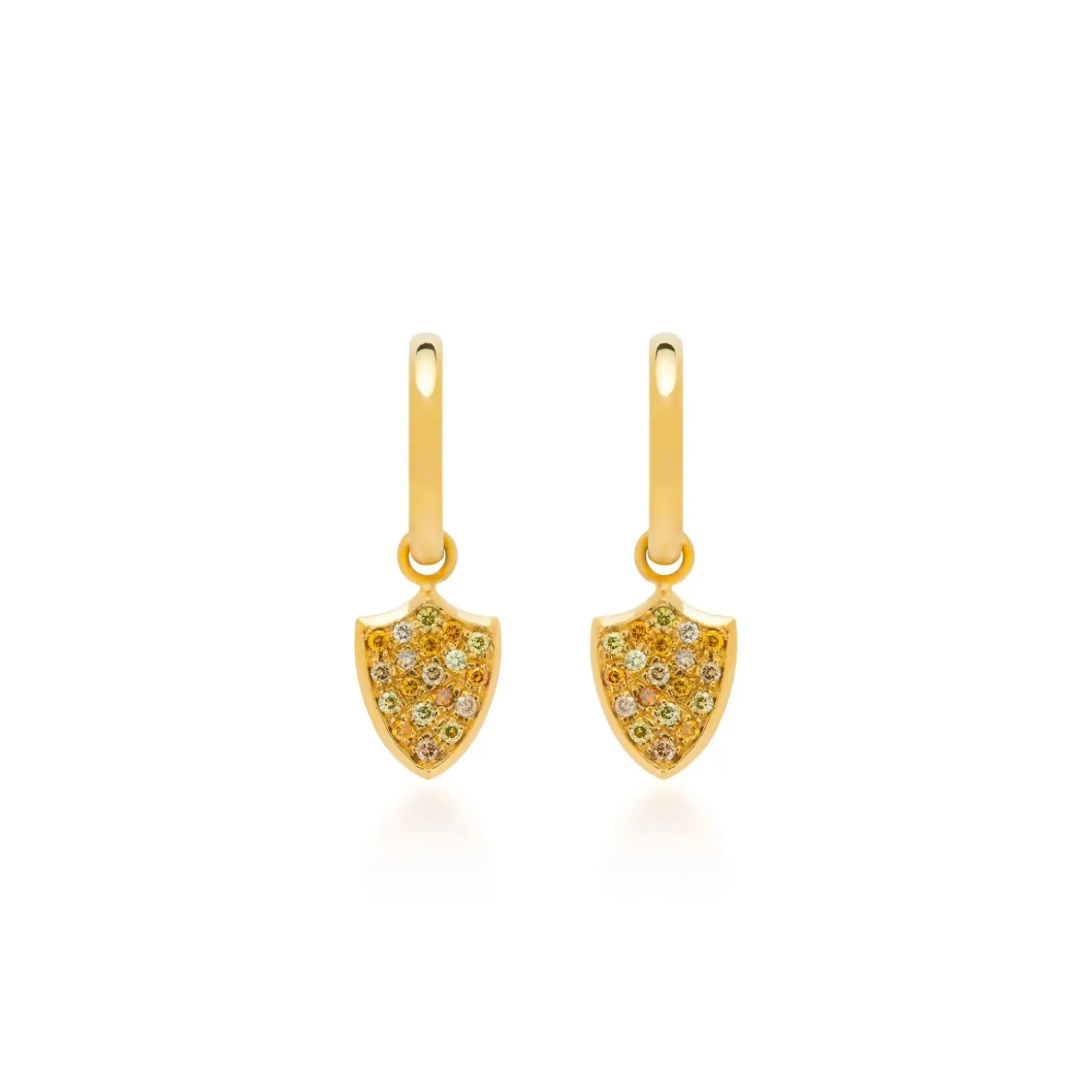 Multi-color Diamond Shield Huggie Hoop Earrings