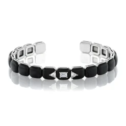 Oui Black Enamel Cuff Bracelet