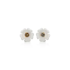 Pearl & Multicolored Diamond Daisy Studs