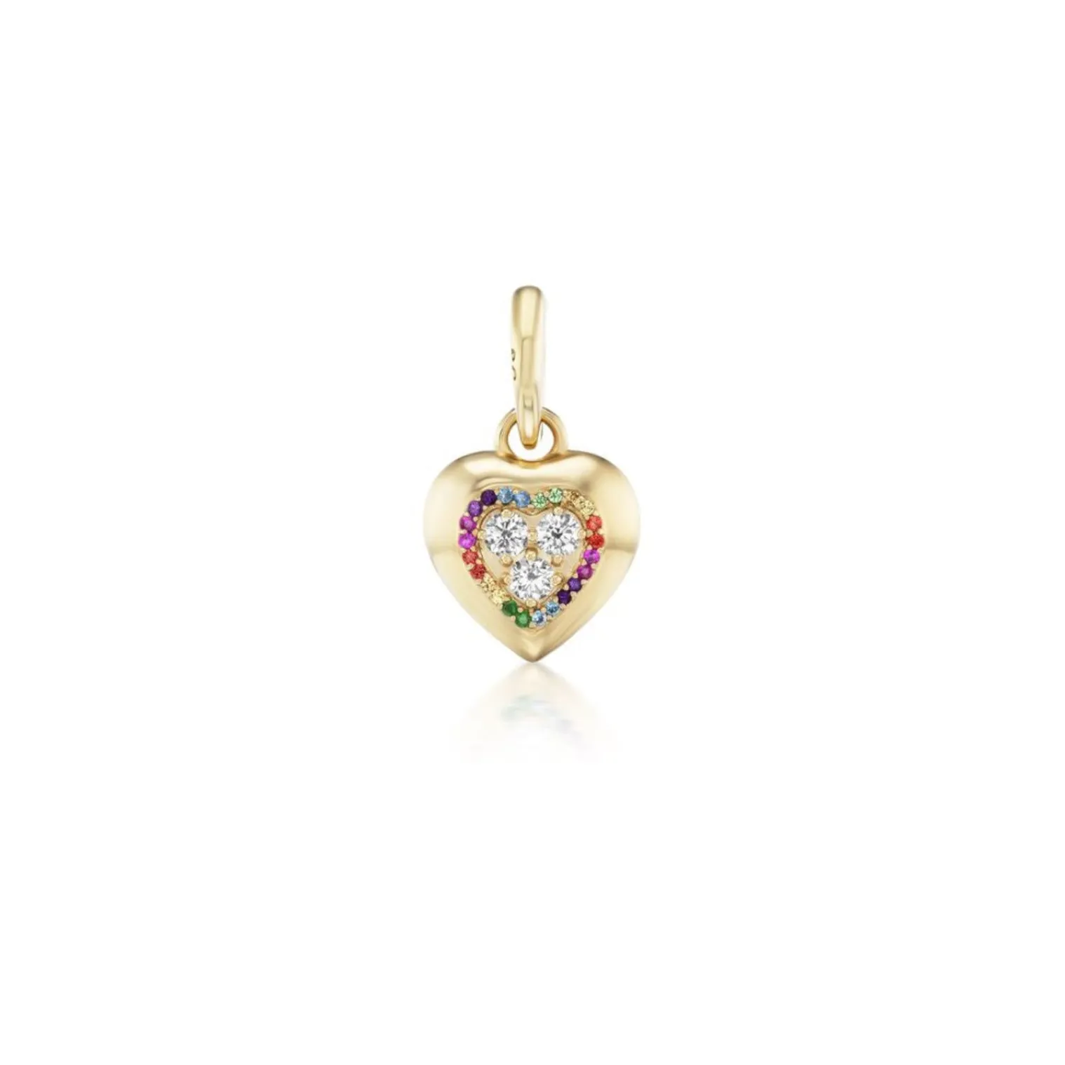 Rainbow Halo Diamond Candy Heart Button Charm