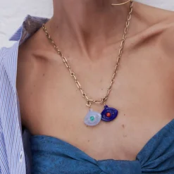 Rock Crystal and Coral Eye Charm