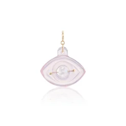 Rose Quartz and White Pearl Eye Charm