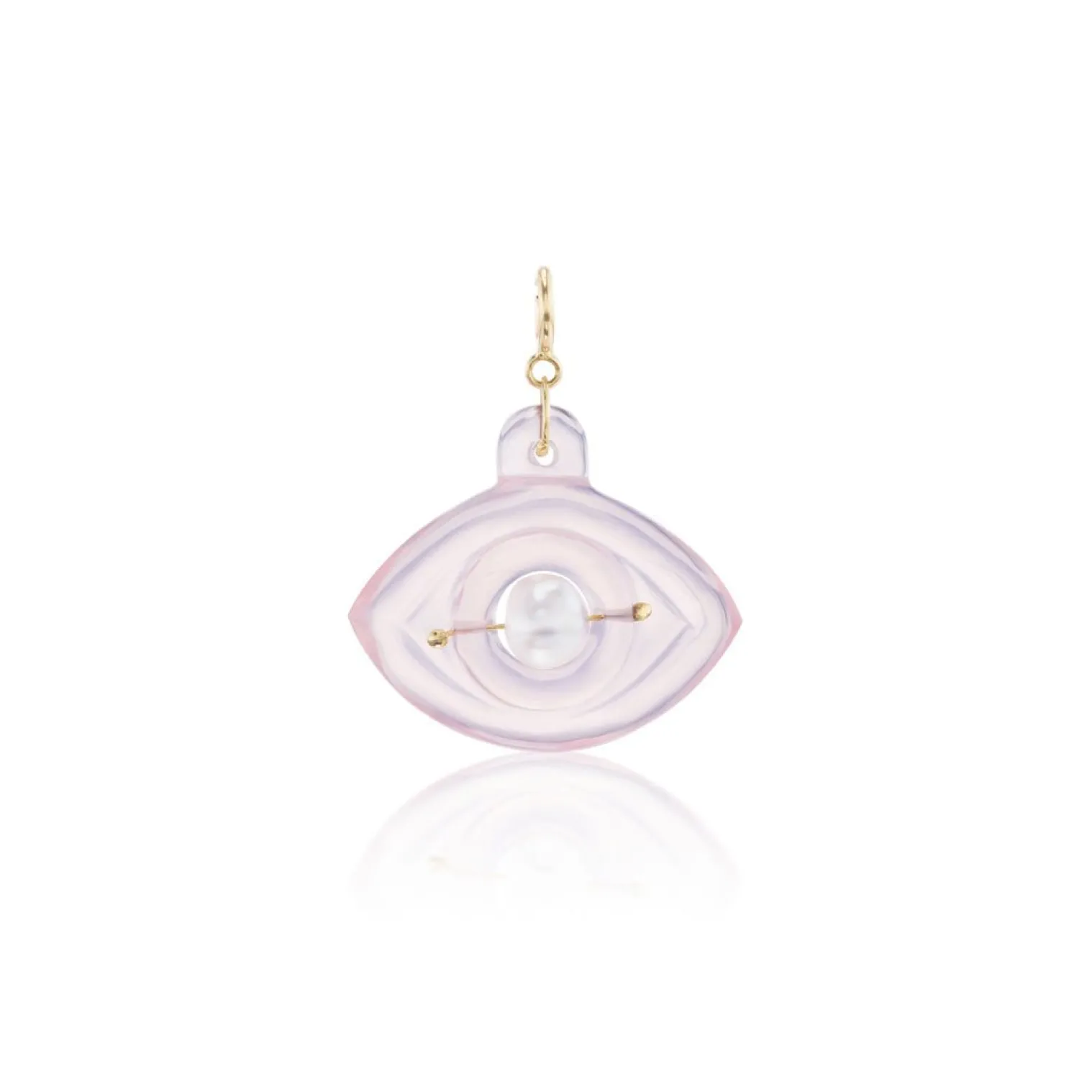 Rose Quartz and White Pearl Eye Charm