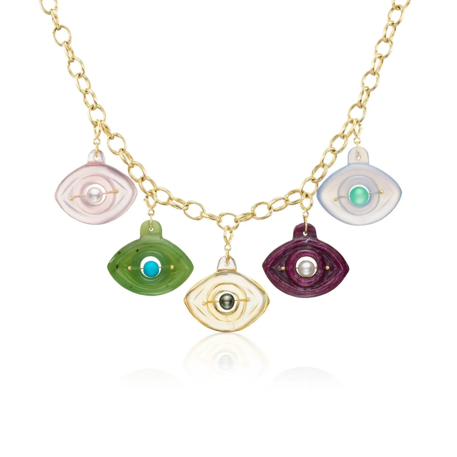 Rose Quartz and White Pearl Eye Charm