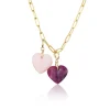 Ruby & Pink Opal Mini Split Heart Charm Pair