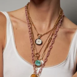 Sara Chain Long Oval Link Necklace in Yellow Gold