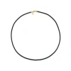 Scúba Cord Necklace in Black Leather and Yellow Gold