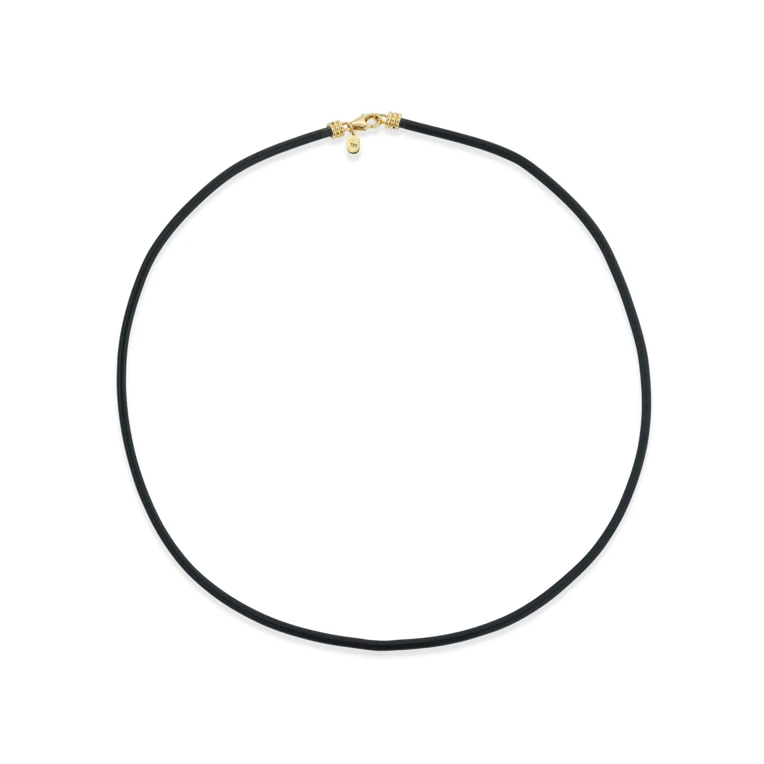 Scúba Cord Necklace in Black Leather and Yellow Gold