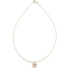Square Cut Rock Crystal Pendant Necklace in Yellow Gold