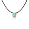 Suglarloaf Turquoise Scuba Choker in Black Leather and Yellow Gold
