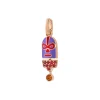 The Destroyer Sees Purple Luchadores Pendant with Orange Sapphires in Yellow Gold
