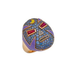 The Mankind Wrestler Ring in Blue Sapphire and Rose Gold