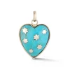 Turquoise Anna Heart Charm in Yellow Gold