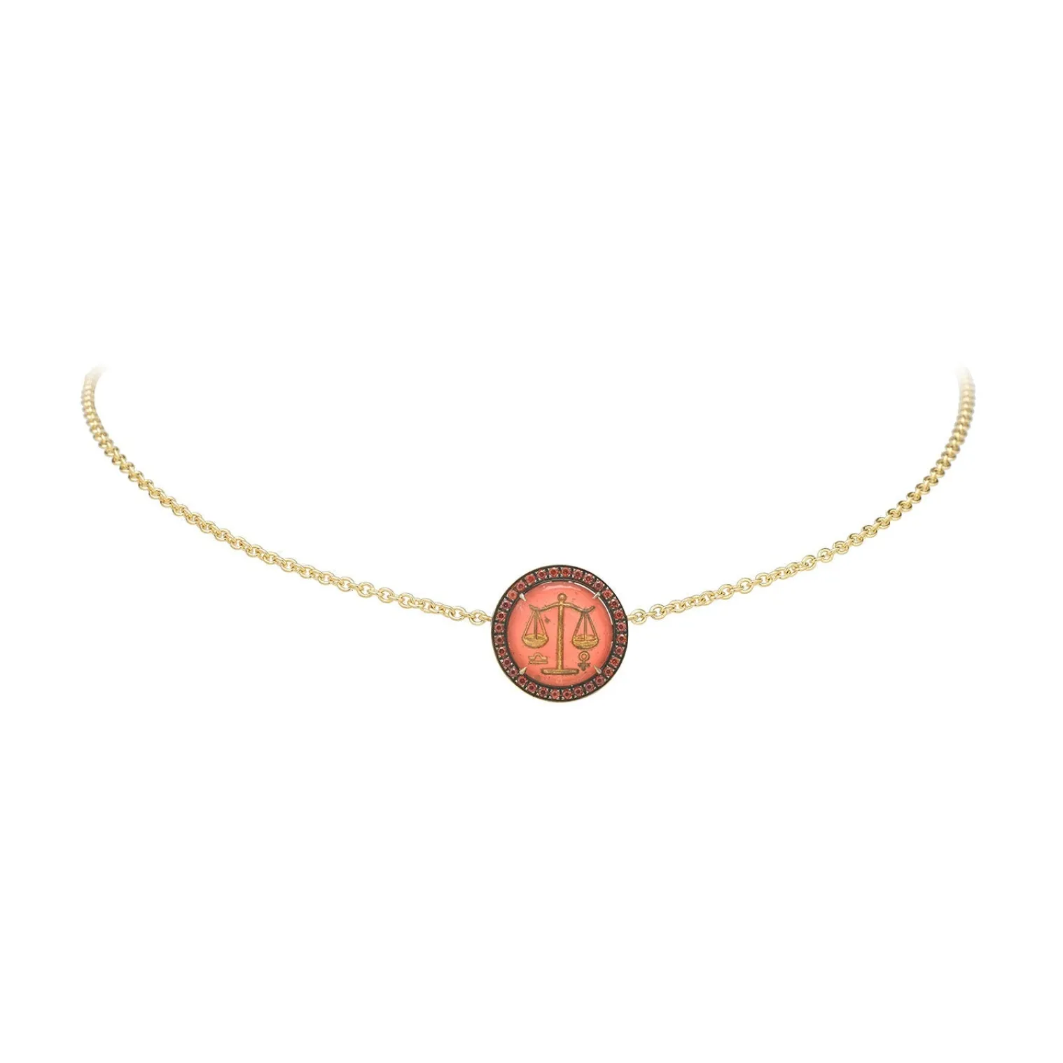 Vintage Essex Crystal Libra Necklace in Yellow Gold