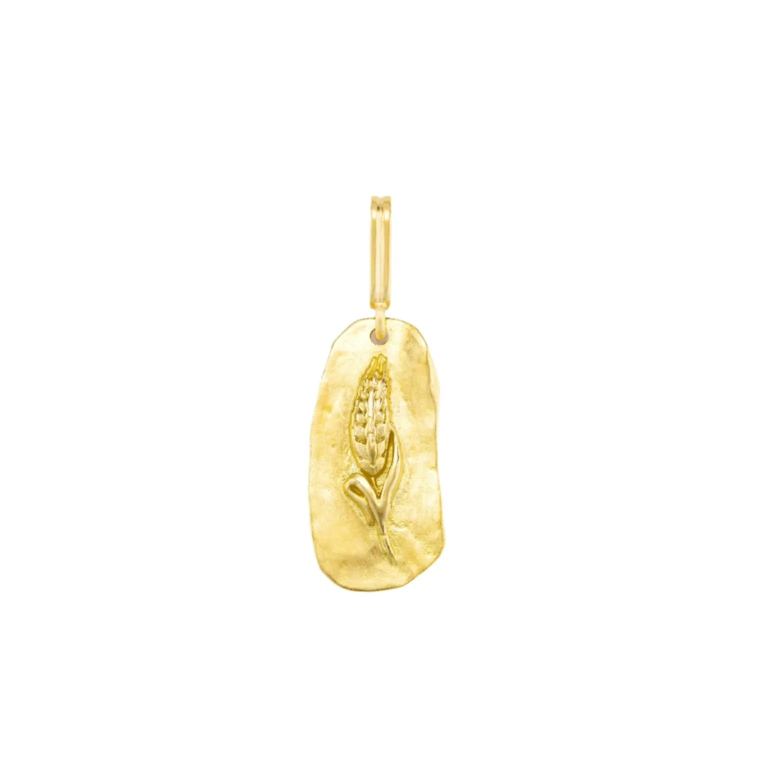 Wheat Medal Charm in Yellow Gold