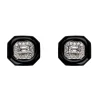 White Diamond and Black Enamel Oui Stud Earrings in White Gold