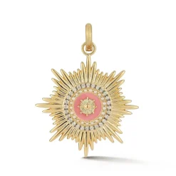 White Diamond and Enamel Vale Charm in Yellow Gold