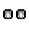 White Diamond and Enamel Oui Stud Earrings in White Gold