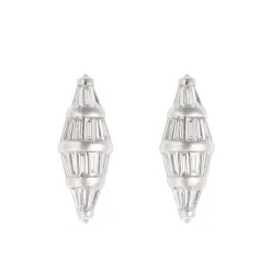 White Diamond Baguette Spectrum Revisited Large Stud in White Gold