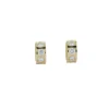 White Diamond Circular Stud Earrings in Yellow Gold