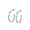 White Diamond Eternity Tuxedo Hoop Earrings in White gold