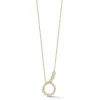 White Diamond Halo Necklace in Yellow Gold