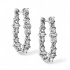 White Diamond Large Rivulet Hoops in White Gold