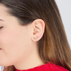 White Diamond Mini Loop Earring in Gold