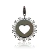 White Diamond Open Heart Charm in Sterling Silver