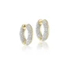 White Diamond Pavé Arco Hoop Earrings in Yellow Gold