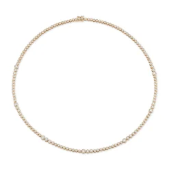 White Diamond Rainsun Tennis Necklace in Yellow Gold