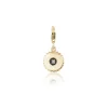White Diamond Scalloped Circle Charm in Yellow Gold