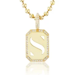 White Diamond Versa Tile Charm in Yellow Gold