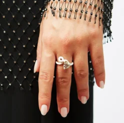 White Vine Ring with Trillion Rock Crystal